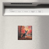 Boston Terrier im Herbst Leaves Fall Inspiriert Magnet (In Situ (Geschirrspüler))