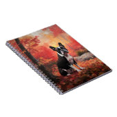Boston Terrier im Herbst Leaves Fall Inspiriert Notizblock (Rechte Seite)
