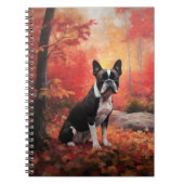 Boston Terrier im Herbst Leaves Fall Inspiriert Notizblock (Vorderseite)