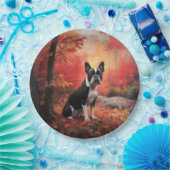 Boston Terrier im Herbst Leaves Fall Inspiriert Pappteller (Party)