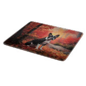 Boston Terrier im Herbst Leaves Fall Inspiriert Schneidebrett (Ecke)