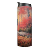 Boston Terrier im Herbst Leaves Fall Inspiriert Thermosbecher (Nach rechts gedreht)