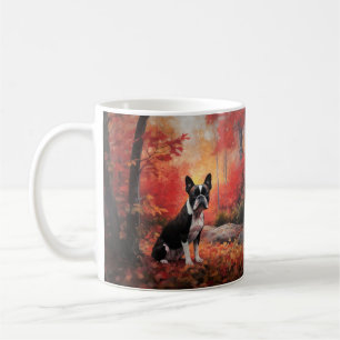Boston Terrier im Herbstlaub Fall Inspiriert Kaffeetasse