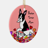 Boston-Terrier im Kasten-Cartoon Keramik Ornament (Rechts)