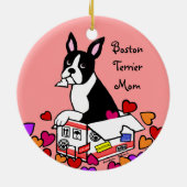 Boston-Terrier im Kasten-Cartoon Keramik Ornament (Hinten)