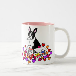 Boston-Terrier im Kasten-Cartoon Zweifarbige Tasse