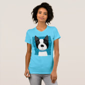 Boston Terrier im Winter T-Shirt (Vorne ganz)