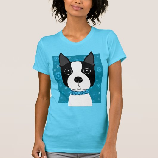 Boston Terrier im Winter T-Shirt (Vorderseite)