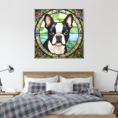 Boston Terrier Imitats Festhalteglaskunst Leinwand (Insitu (Schlafzimmer))