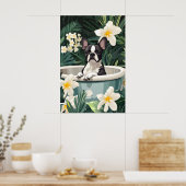 Boston Terrier In Bathtub Poster, Funny Dog Poster (Küche)