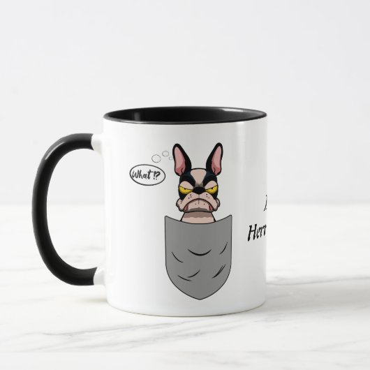 Boston Terrier in Brusttasche, lustig Tasse (Links)