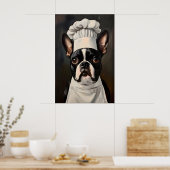 Boston Terrier In Chefs Hat Poster, Pet Art Poster (Küche)