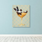 Boston Terrier in Cocktail Glass Leinwanddruck (Insitu (Holzboden))