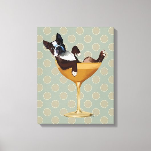 Boston Terrier in Cocktail Glass Leinwanddruck (Vorderseite)