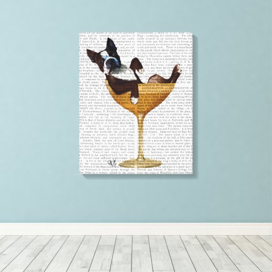 Boston Terrier in Cocktail Glass Leinwanddruck (Insitu (Holzboden))