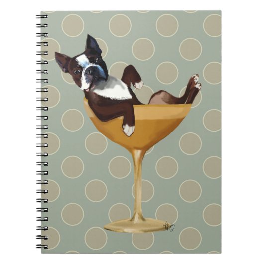 Boston Terrier in Cocktail Glass Notizblock (Vorderseite)