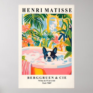Boston Terrier in der Badewanne Kunstprint im Stil Poster