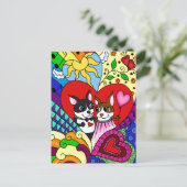 Boston Terrier in Doodle-Muster personalizable Postkarte (Stehend Vorderseite)