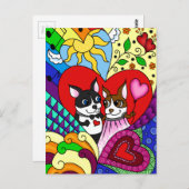Boston Terrier in Doodle-Muster personalizable Postkarte (Vorne/Hinten)