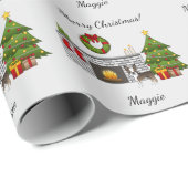 Boston Terrier in einem festlichen Weihnachtsraum Geschenkpapier (Rolleneckpunkt)