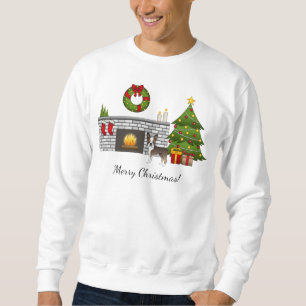 Boston Terrier in einem festlichen Weihnachtsraum Sweatshirt