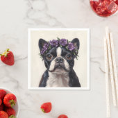 Boston Terrier in einer Lila Blume Serviette (Beispiel)