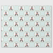 Boston Terrier in Red Bow Krawatte Weihnachten Geschenkpapier (Flach)