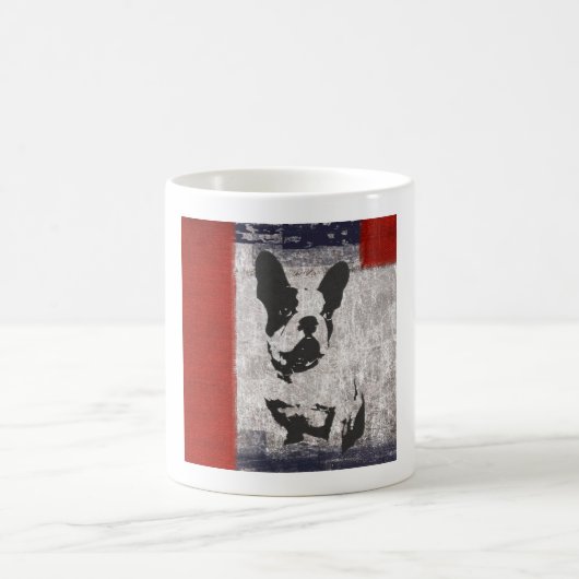 Boston Terrier in Schwarz und Weiß mit roter Grenz Kaffeetasse (Mittel)