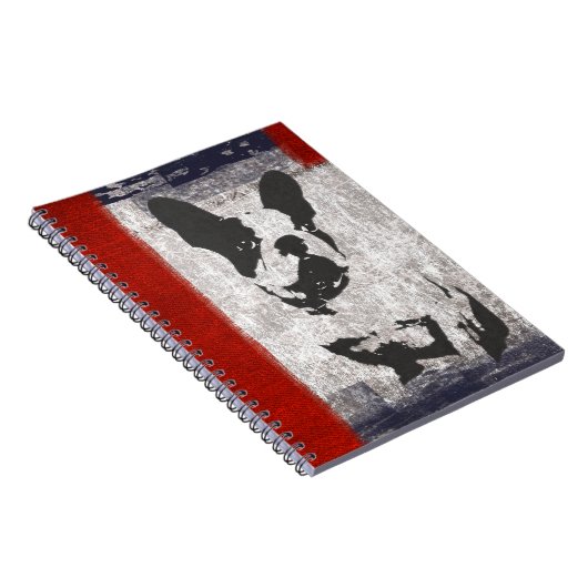 Boston Terrier in Schwarz und Weiß mit roter Grenz Notizblock (Rechte Seite)