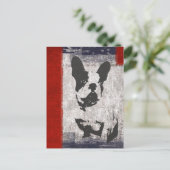 Boston Terrier in Schwarz und Weiß mit roter Grenz Postkarte (Stehend Vorderseite)