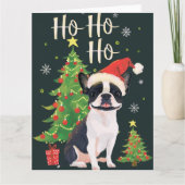 Boston Terrier in Snow Christmas Karte (Vorderseite)
