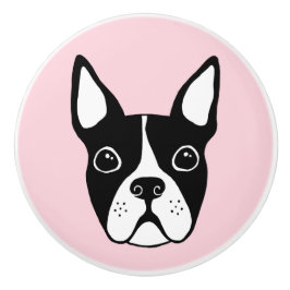 Boston-Terrier irgendein Farbhintergrund Keramikknauf