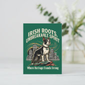 Boston Terrier Irisches Erbe Stolz Postkarte (Stehend Vorderseite)