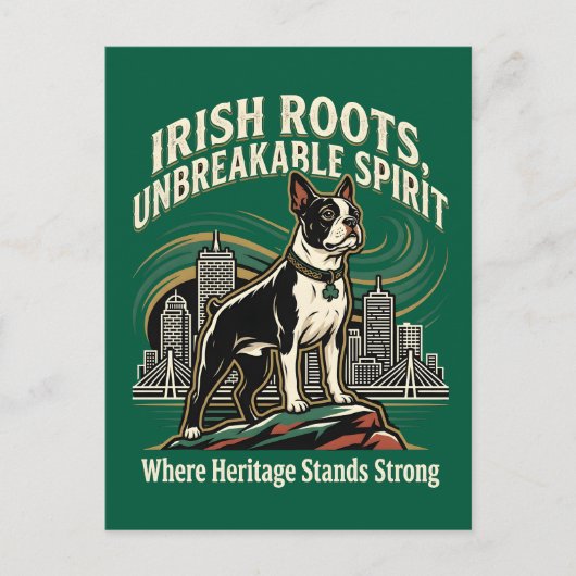 Boston Terrier Irisches Erbe Stolz Postkarte (Vorderseite)