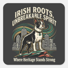 Boston Terrier Irish Heritage Pride Quadratischer Aufkleber