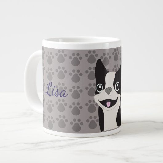 Boston Terrier Jumbo-Tasse (Vorderseite Links)