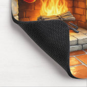 Boston Terrier Kamin mit Weihnachtslichtern Mousepad (Ecke)