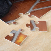 Boston Terrier Kamin mit Weihnachtslichtern Puzzle (Seite)