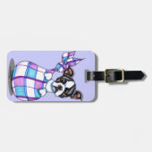 Boston Terrier Kariert Sack Puppy Gepäckanhänger (Vorderseite horizontal)