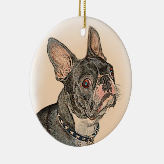 Boston Terrier Keramik Ornament (Rechts)