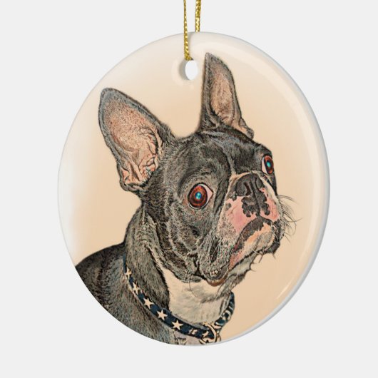 Boston Terrier Keramik Ornament (Links)