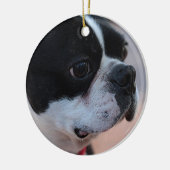 Boston-Terrier Keramik Ornament (Links)