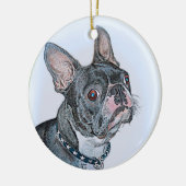 Boston Terrier Keramikornament (Links)