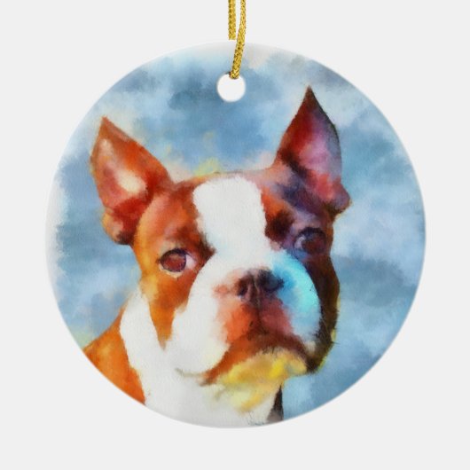 Boston Terrier Keramikornament (Vorne)