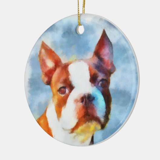 Boston Terrier Keramikornament (Links)
