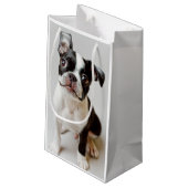 Boston Terrier Kleine Geschenktüte (Rückseite Schrägansicht)