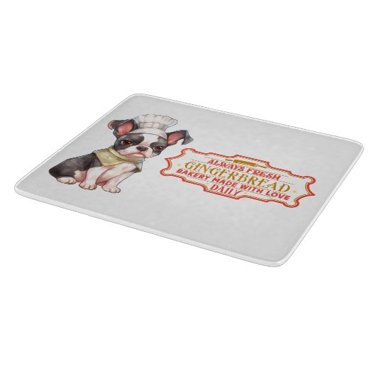 Boston Terrier Koch Baking Gingerbrett Schneidebrett (Ecke)
