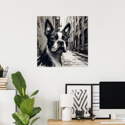 Boston-Terrier-Kunstposter Poster (Heimbüro)