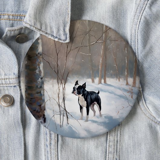 Boston Terrier lässt es Weihnachten Button (Beispiel)