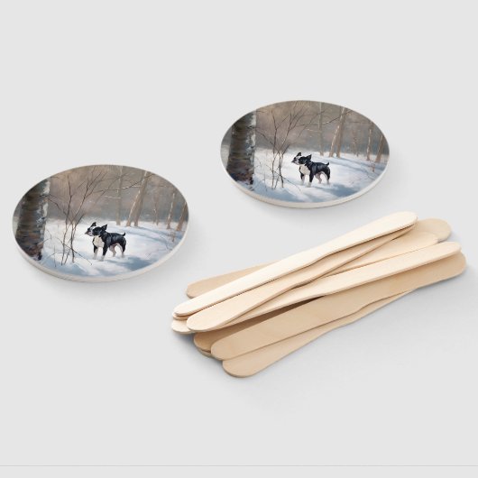 Boston Terrier lässt es Weihnachten Fächer (Non-assembled)